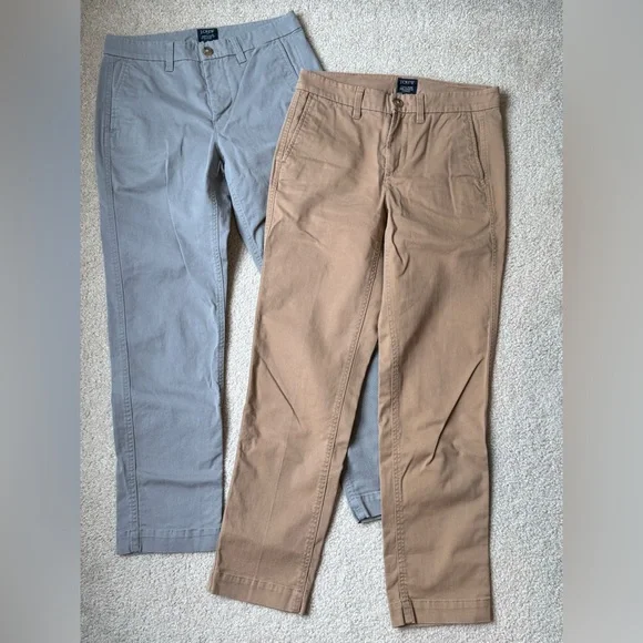 J. Crew Factory High Rise Girlfriend Chino Pants Bundle Straight Leg Size 0 - Picture 1 of 13